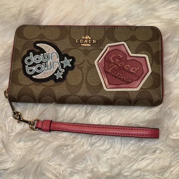 Coach Signature Long Zip Around Khaki Multi Wallet Down Town & Good Times EUC - Picture 4 of 11